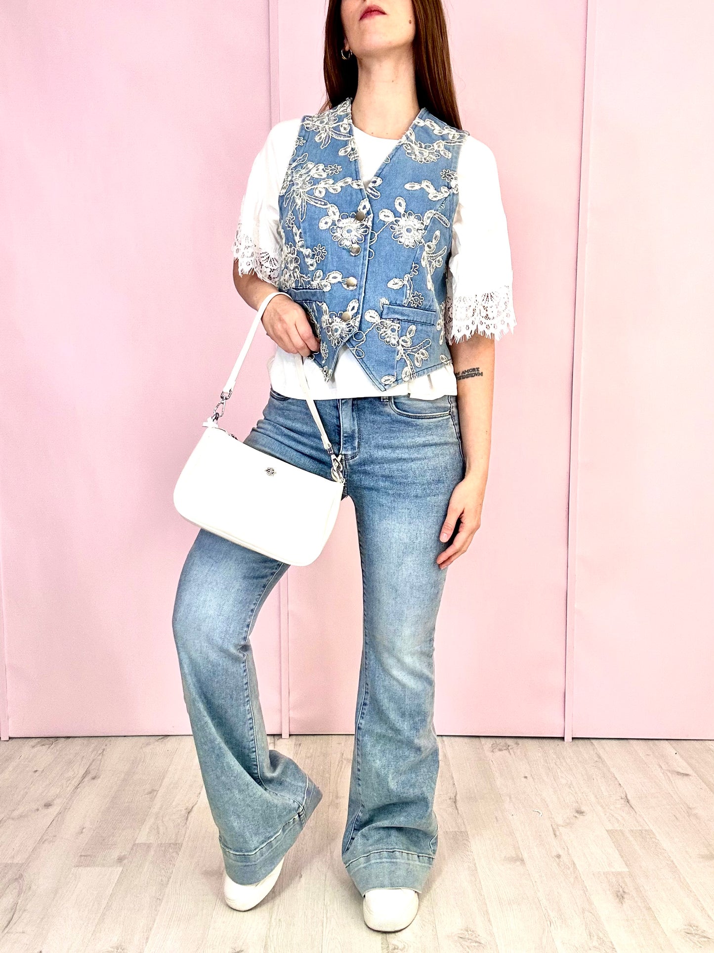 Gilet Jeans Flowers