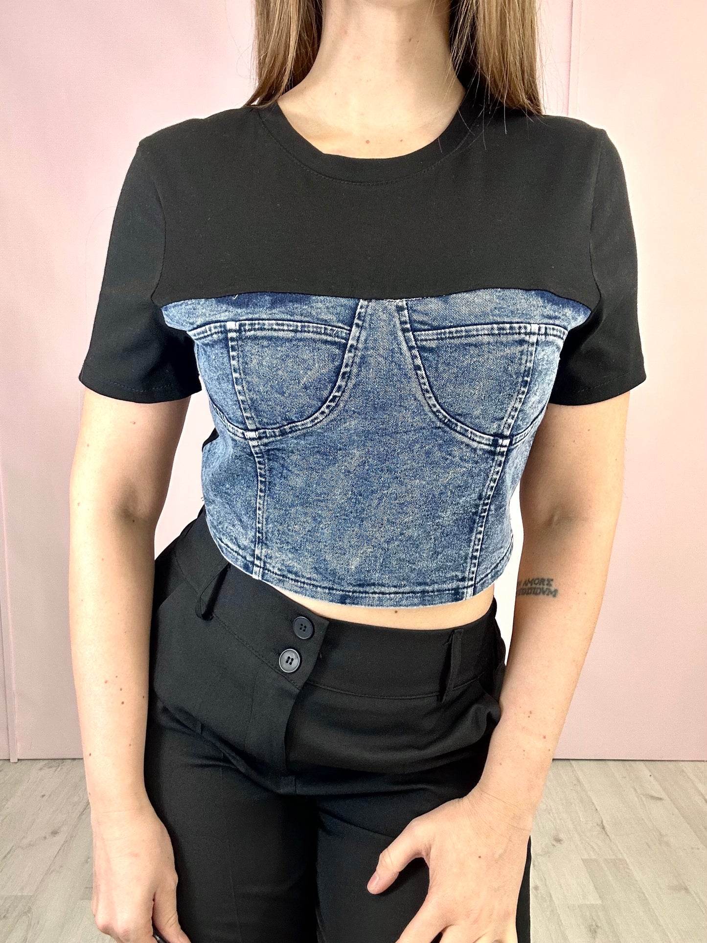 T-Shirt Corsy Crop - Nera