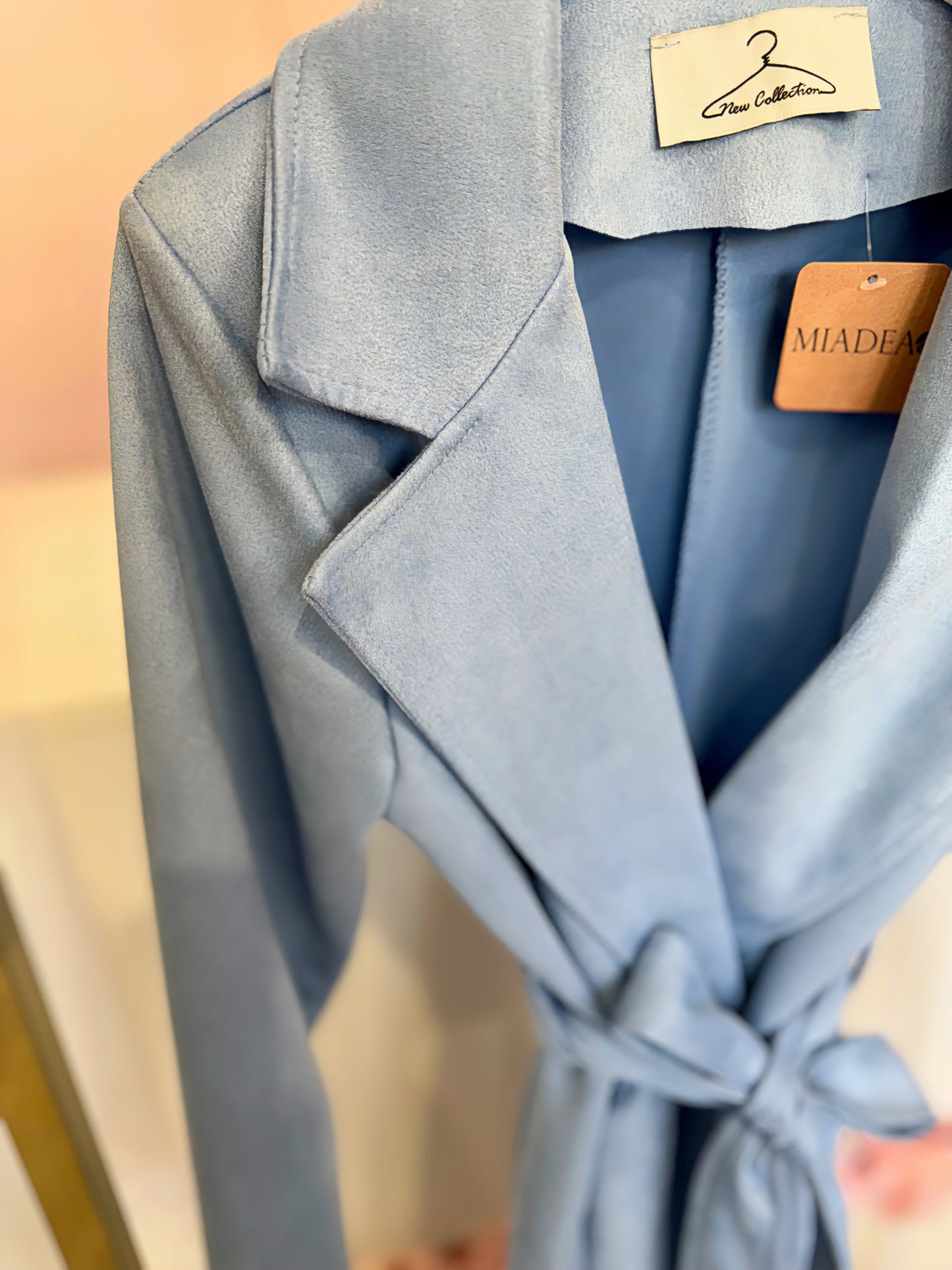 Cappotto azzurro eco-camoscio