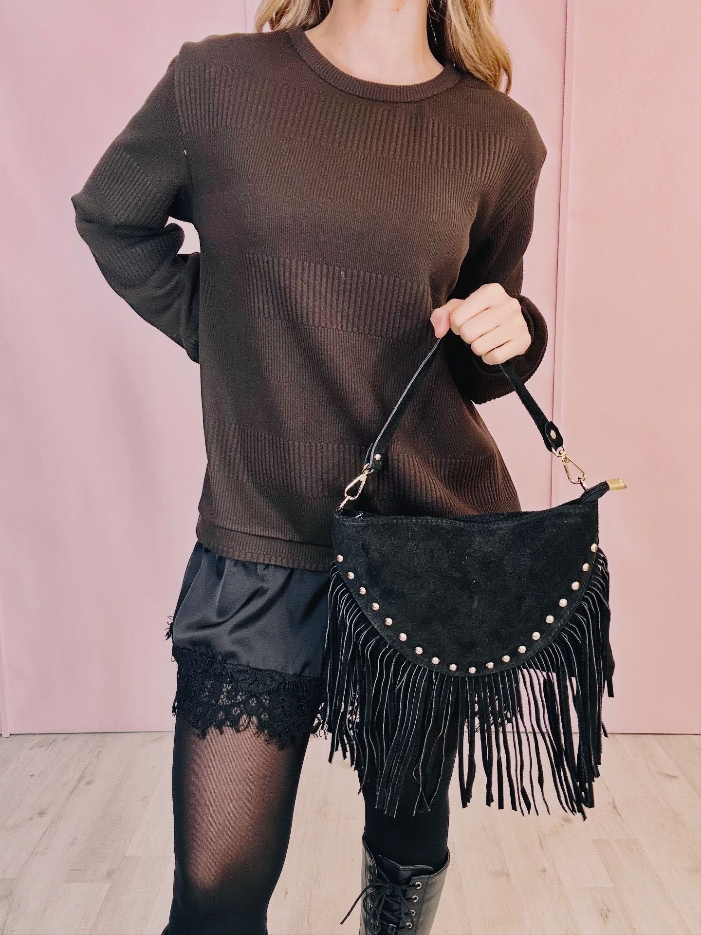 Maxi maglia pizzo, cacao