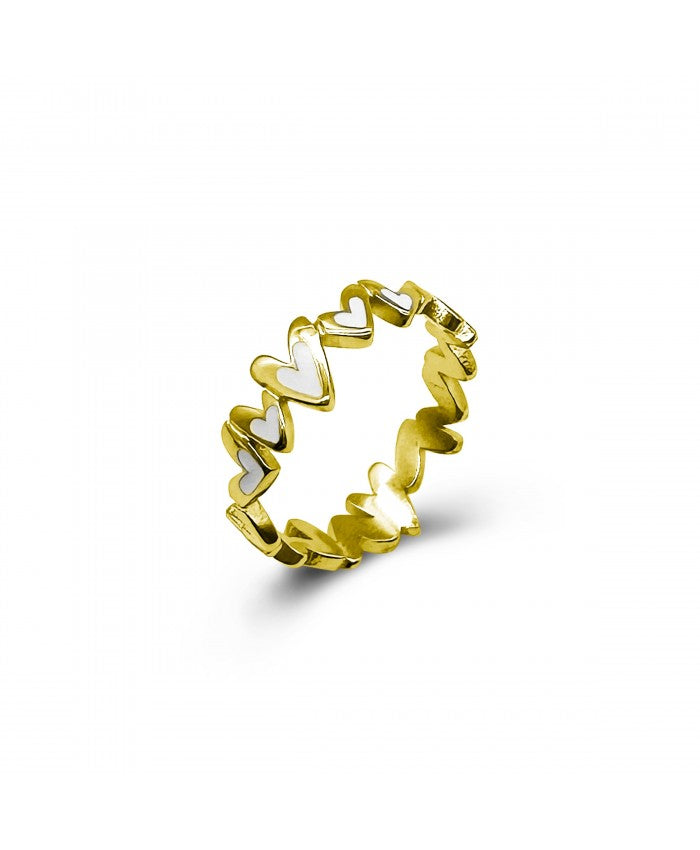 ANELLO CUORICINO SMALTO BIANCO