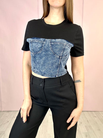 T-Shirt Corsy Crop - Nera