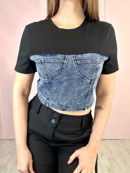 T-Shirt Corsy Crop - Nera