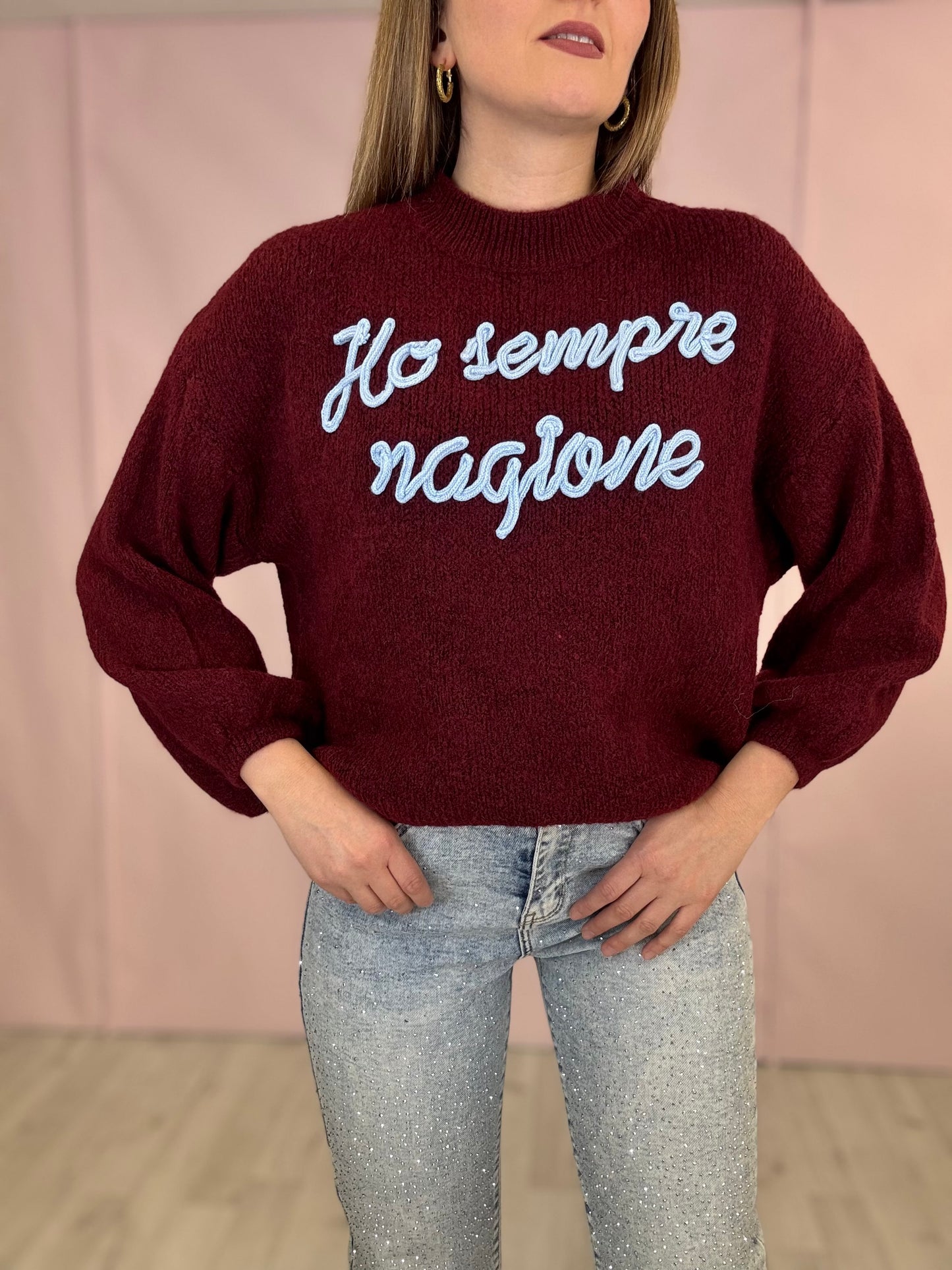 Pull “Ho sempre ragione” Bordeaux
