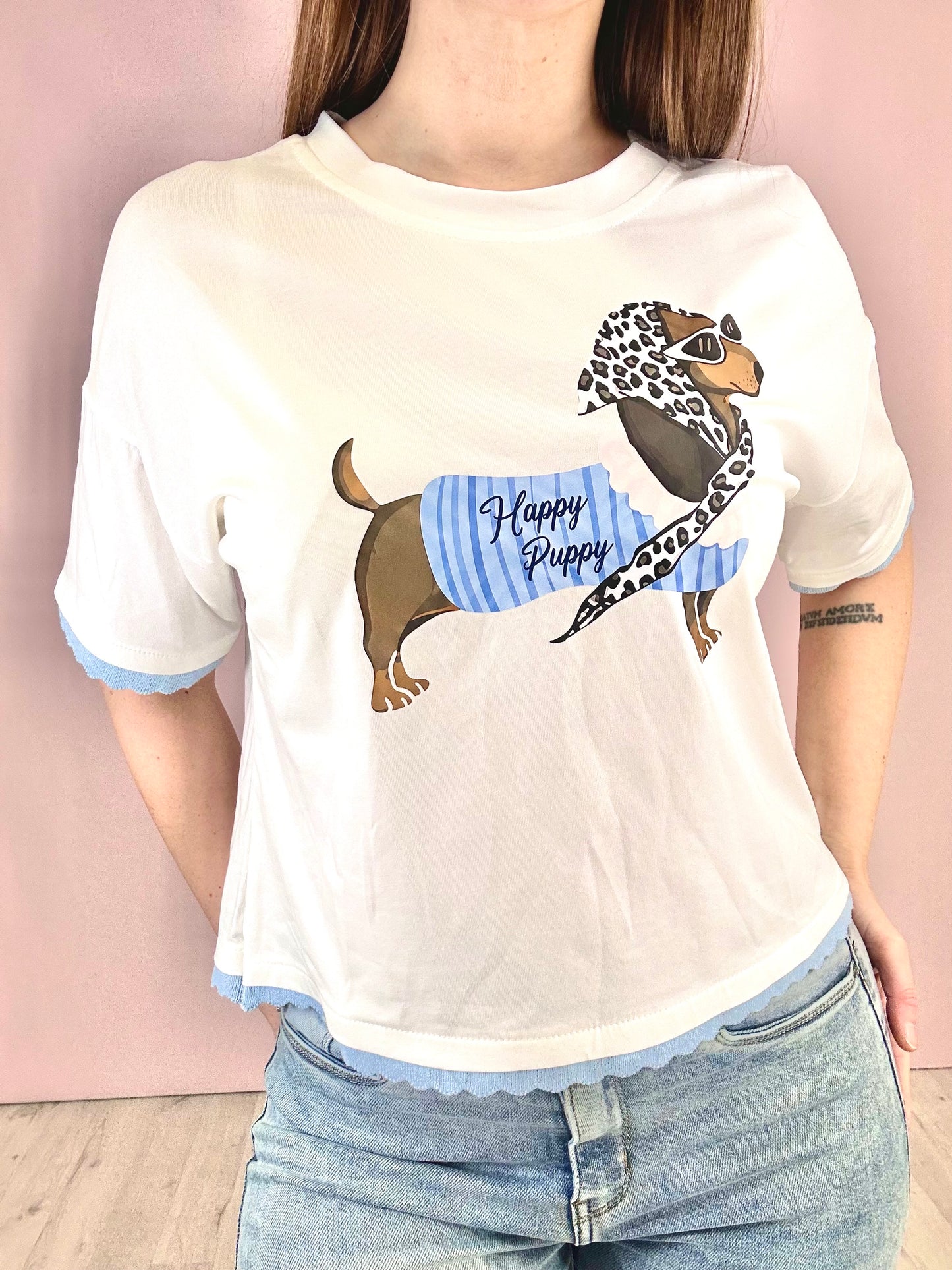 T-Shirt Bassotto - Celeste