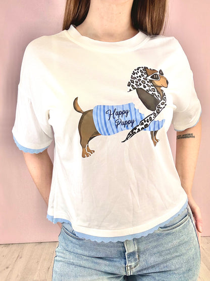 T-Shirt Bassotto - Celeste
