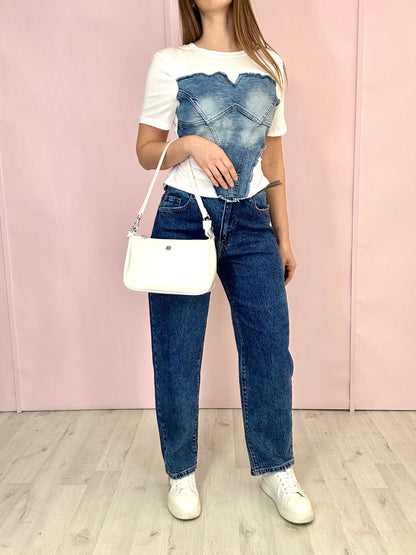 T-shirt Corset Denim - Bianca