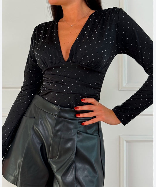 Body strass manica lunga