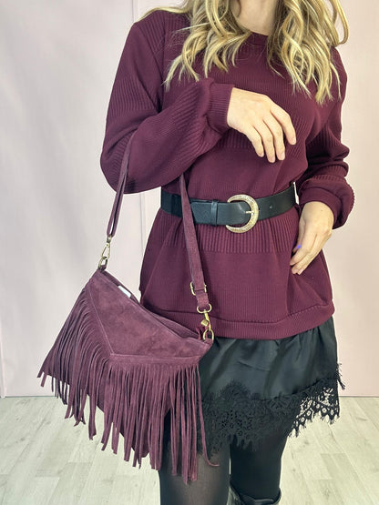 Maxi maglia pizzo,  burgundi