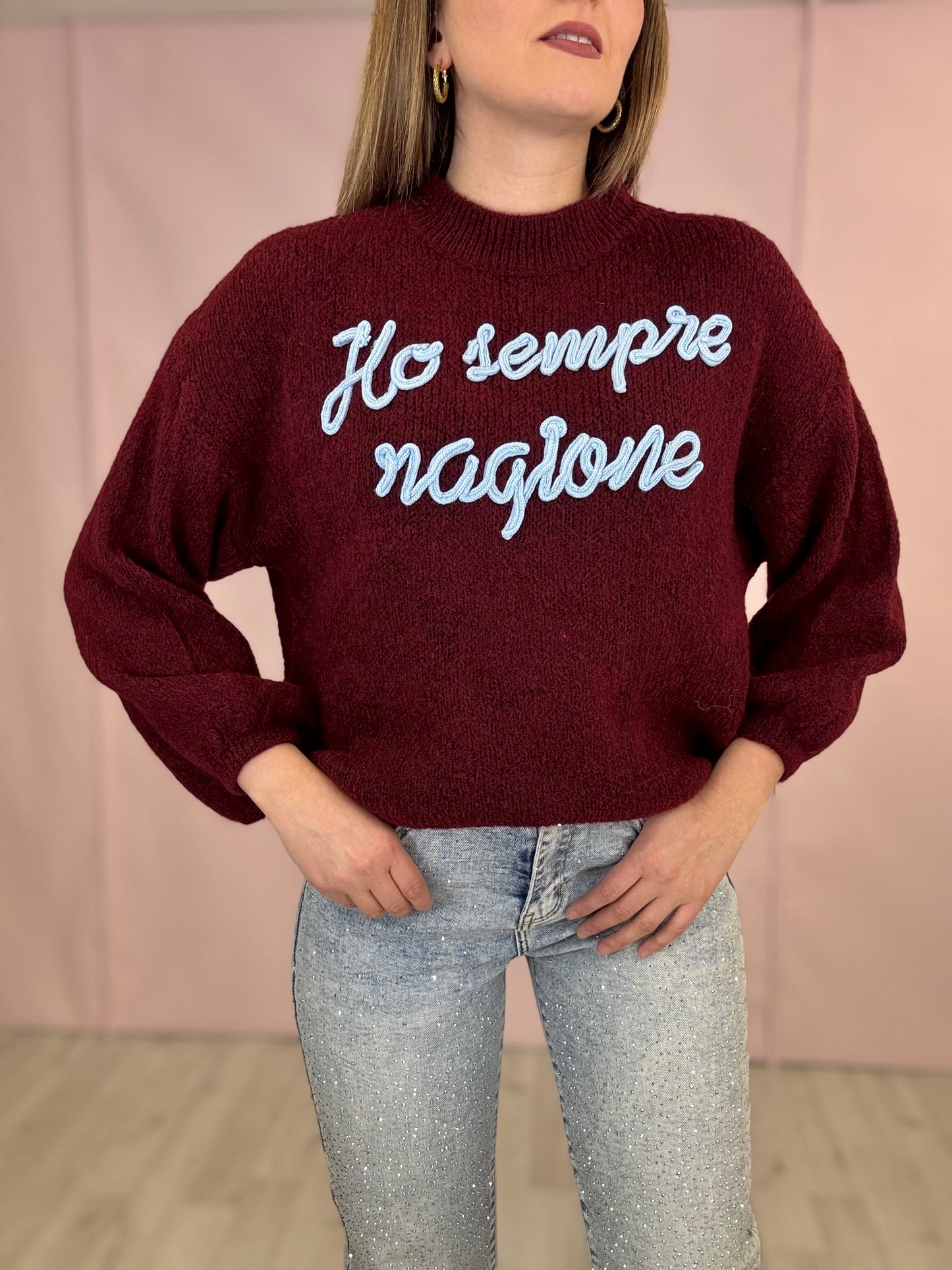 Pull “Ho sempre ragione” Bordeaux