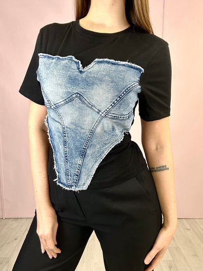 T-Shirt Corset Denim - Black