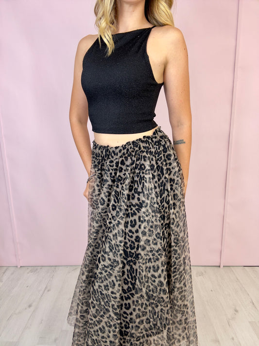 Gonna tulle leopardata