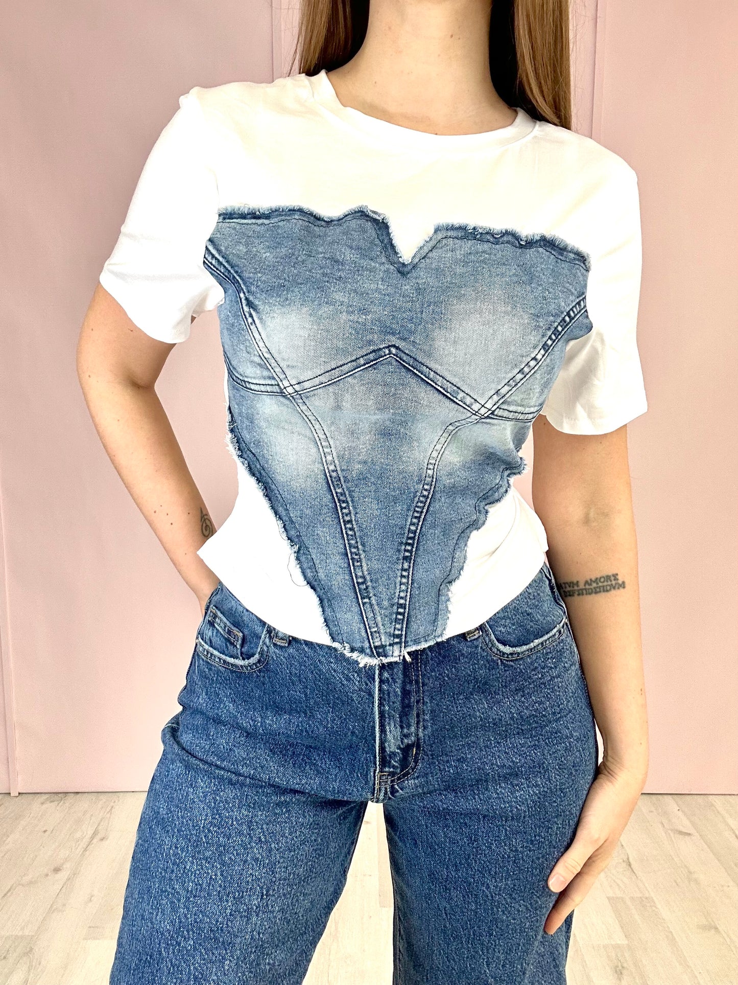 T-shirt Corset Denim - Bianca