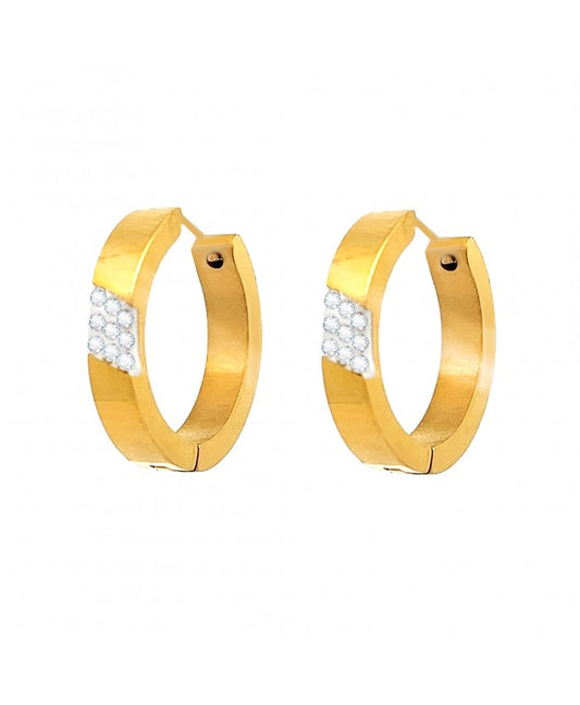 Orecchino Cerchio oro Con Strass