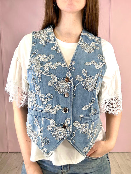 Gilet Jeans Flowers