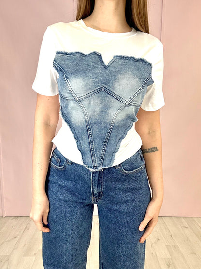T-shirt Corset Denim - Bianca