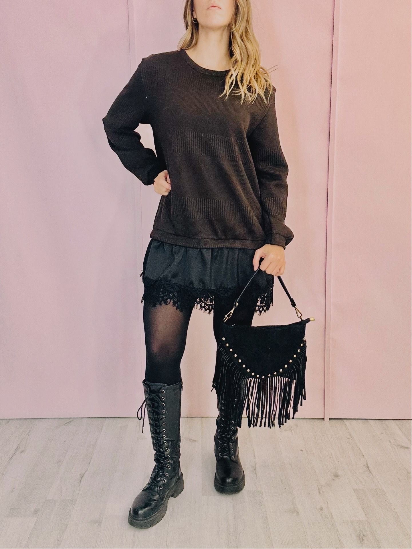 Maxi maglia pizzo,  cacao