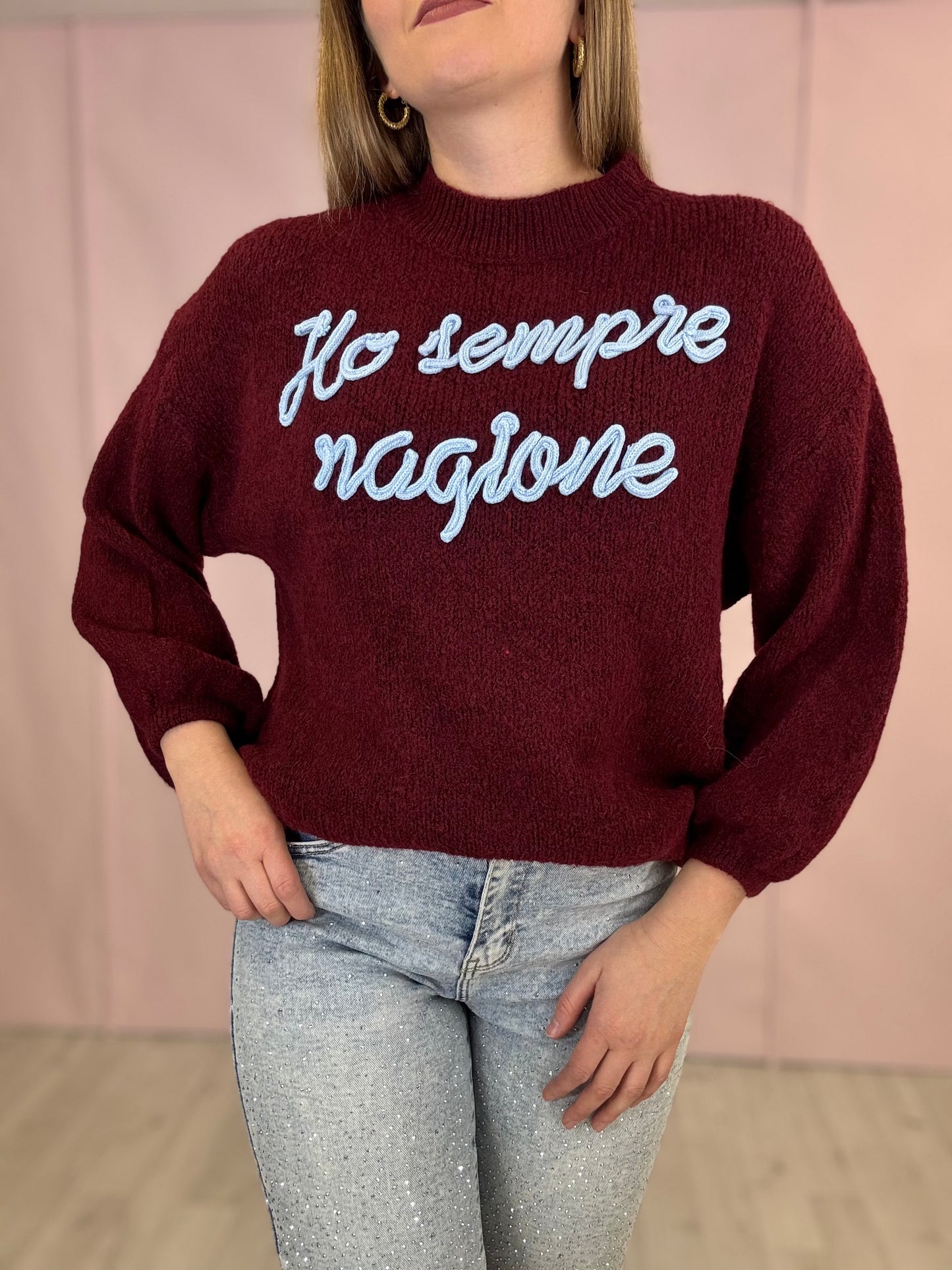 Pull “Ho sempre ragione” Bordeaux