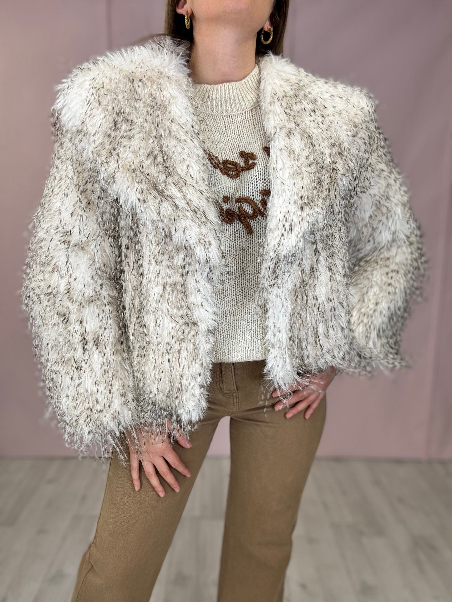 Pelliccia Athena Panna e Beige