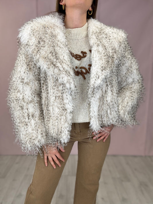 Pelliccia Athena Panna e Beige