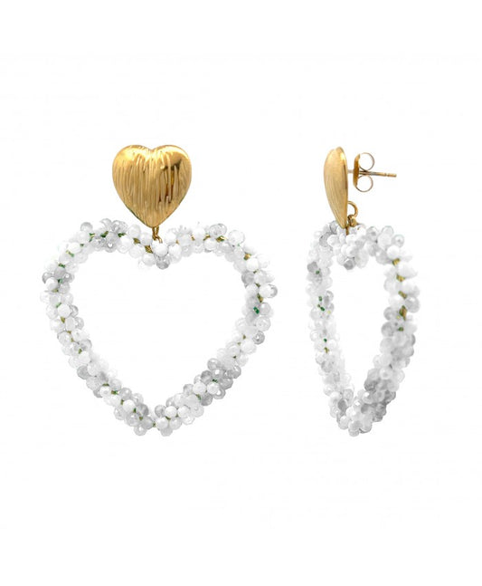 Orecchini con Cuore e Cristalli